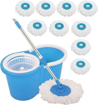 GUNWELL Mop Bucket With Handle 360 Degree Easy Magic Cleaning Along With 9 Refill Mop Set