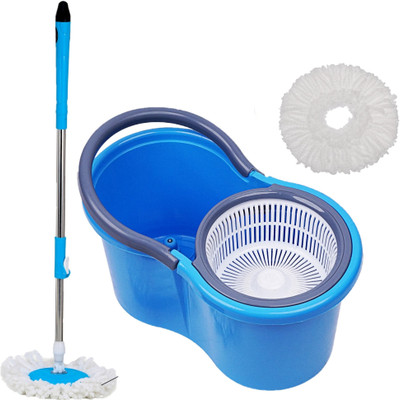 JSN JSN Spin Floor Cleaning Easy Bucket Mop with 2 Microfiber Refill Head Mop Set(Pink)