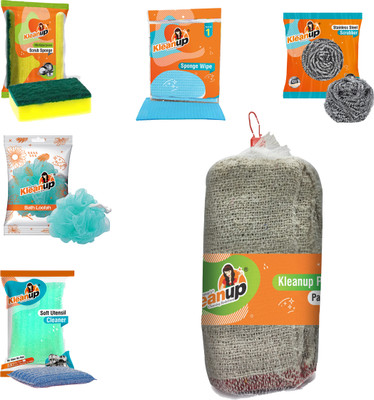 Pranay's Kleanup Combo Pocha Pack of 3 With Wipe, Scrub Sponge, FaomPad, Loofah, Scrubber Wet & Dry Mop(Multicolor)
