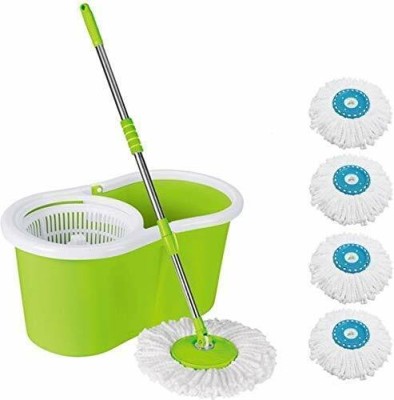 priya jain enterprise PRIYA JAIN ENTERPRISE Floor Cleaner MOP with Bucket Set Offer with Big Wheels for Best 360 Degree Easy Magic Cleaning, 4 Microfiber (Colour May Vary) Mop Set(Green)