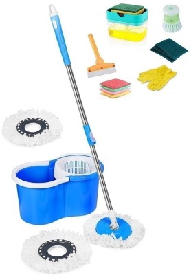 MAGICBUYS Combo House hold using cleaning bucket mop set with 3 Refills Mop Set