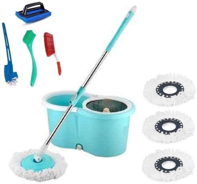 MAGICBUYS Magicbuys Combo Dry Magic Bucket with Steel Spinner Mop With 4 Refills Mop Set