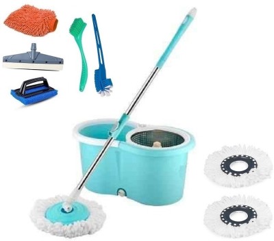 MAGICBUYS Magicbuys Combo Dry Magic Bucket with Steel Spinner Mop With 3 Refills Mop Set