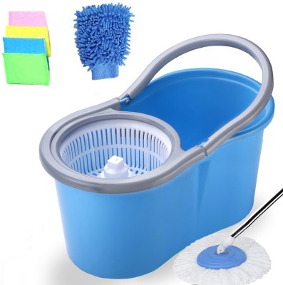 V-MOP Premium Blue Classic Magic Spin Bucket Mop (6 Months are Warranty on Rod)-F34 Bucket, Mop Refill, Mop, Mop Set, Cleaning Wipe