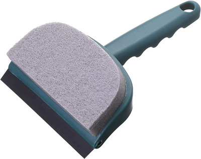 RASTVI 2-in-1 Double Sided Window Squeegee Sponge Bathroom Window Glass Scraper, Cleaning Brush