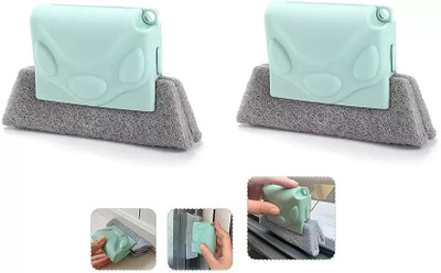 KIDDYS Slider Window Cleaning Brush, Groove Cleaner (PACK OF 2) Plastic, Sponge Wet and Dry Brush(Multicolor, 2 Units)