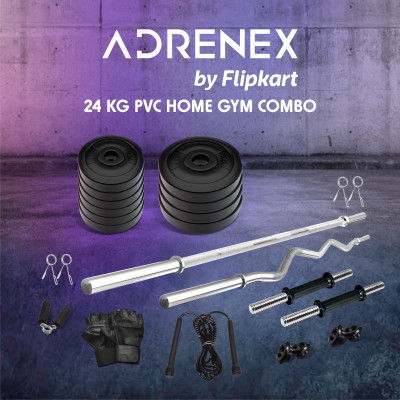 Adrenex by Flipkart 24 kg 24 Kg Combo 2 WB with Straight, Curl and Dumbbell Rods Home Gym Combo