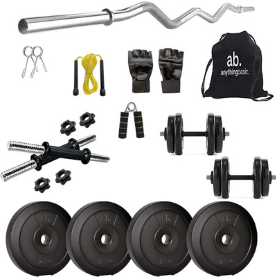 anythingbasic. 10 kg PVC 10 Kg Home Gym Set with Other Gym Accessories | For Exercises & Workout Home Gym Combo