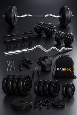 RANROX 40 kg 40 kg PVC weight with 3ft Curl Rod and Accessories Home Gym Combo Home Gym Combo