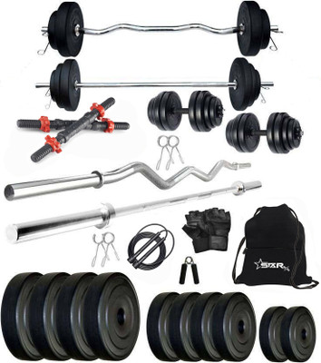 STARX 30 kg PVC GYM KIT WITH 3FT CURL, 3FT STRAIGHT ROD AND ACCESSORIES Home Gym Combo