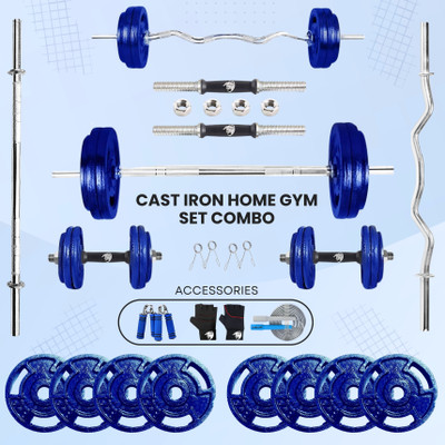 BULLAR 40 kg Cast Iron Plates with 3 Ft & 5 Ft Weight Lifting Rod, Dumbbell Rods Home Gym Combo