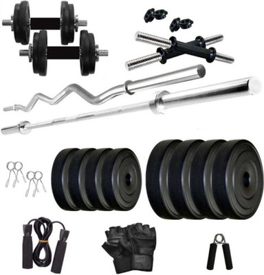 NSP 16 kg 16kg PVC plates dumbbell set Home Gym Combo