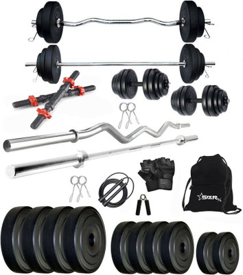 STARX 50 kg PVC GYM KIT WITH 3FT CURL, 3FT STRAIGHT ROD AND ACCESSORIES Home Gym Combo