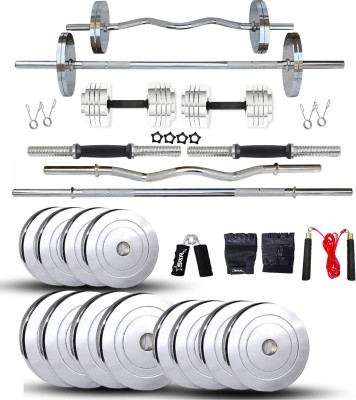 STARX 40 kg Steel Gym Plates With 3FT Curl & 5FT Straight of 25mm Home Gym Combo