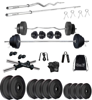 DreamFit 50 kg 50 kg Home gym with 5 ft Straight Rod , 3 ft Curl Rod And Accessories Home Gym Combo