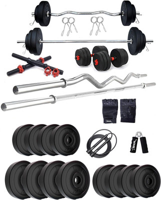 STARX 40 kg PVC weight with 3ft Curl, 5ft Straight Rod and Acc Home Gym Combo