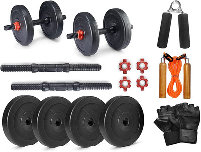 STARX 10 kg 10KG Home Gym Equipments PVC Plates With 1 Pair Dumbbell Rods With Accessories Home Gym Combo