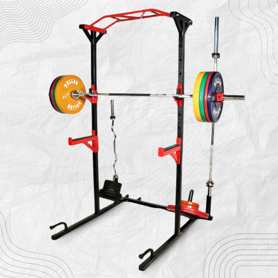 BULLAR Power Squat Rack Heavy-Duty Adjustable Frame, Home Gym Combo