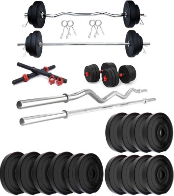 STARX 50 kg PVC weight with 3ft Curl Rod, 3ft Straight Rod and Home Gym Combo