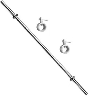 VELLFIRE 3 Feet Straight Gym Rod Home Gym Workout Weight Lifting Bar(Silver)