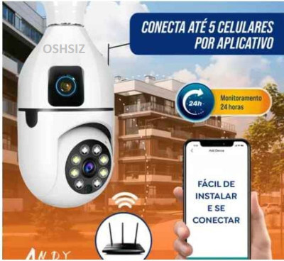 OSHSIZ Dual Screen Bulb WiFi 4MP HD Live View, Bullet+PTZ Control, Two Way Talk Security Camera(128 GB, 1 Channel)