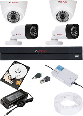 CP PLUS 4 Channal HD DVR 1080p 1Pcs,Bullet Camera 2.4MP 2Pcs,Dome Camera 2.4MP 2Pcs Security Camera(4 Channel)