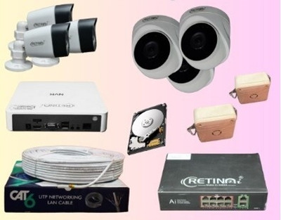 Retinai 8 Channel NVR with 5MP IP 3 Dome & 3 Bullet Cameras Black & White Combo Security Camera(500 GB, 4 Channel)