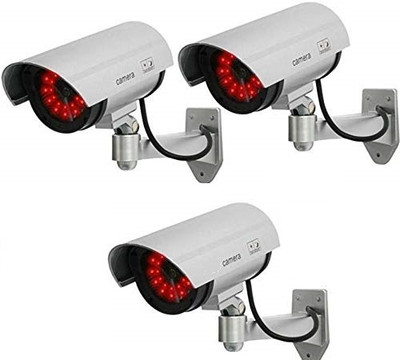 Cpixen 3 Pack Dummy Fake Security Camera, Solar Powered Fake Surveillance Camera Security Camera(3 Channel)