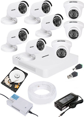 HIKVISION 2MP HD 8 CHANNAL DVR DS-HGHI-F1 & 3Pcs DOME 1080p DS-COT-IRP 5Pcs BULLET 1080p DS-COT-IRP Camera COMBO KIT Security Camera(1 TB, 8 Channel)