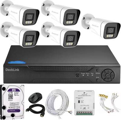 DeckLink 5 MP ColourVu HD Cctv Camera Full Set 5 Bullet Cam, 8Ch HD DVR , 1TB HDD Security Camera