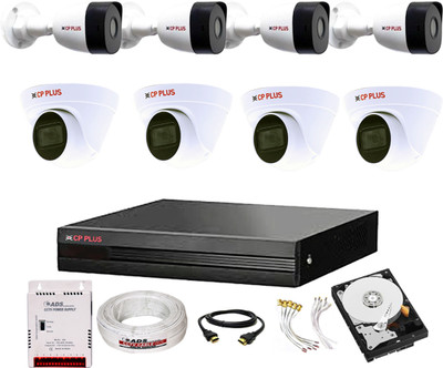 CP PLUS 8CH hibrid' DVR 1080p,BULLET 4Pcs,DOME 4PCS, 1TB Hard Disk,Full combo set Security Camera(1 TB, 8 Channel)