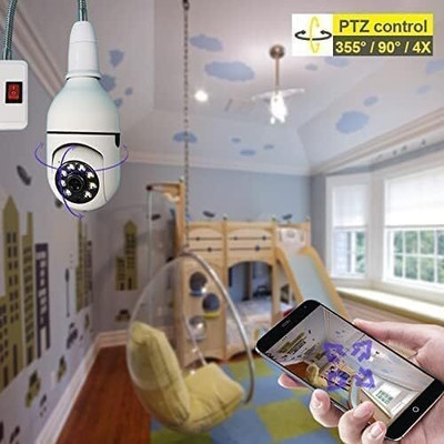 SKY HUB Wireless WiFi Bulb Holder SPY 5.0MP CCTV Camera Night Vision Remote Live View Security Camera(64 GB, 1 Channel)