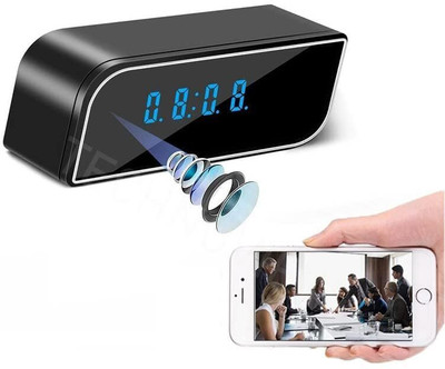 FEERO WiFi 1080p Motion Detection Digital Clock Portable Rechargeable Night Vision Spy Camera(1 Channel)