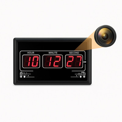 FREDI HD PLUS WiFi Digital Wall Clock Wireless Hidden Camera Clock with Live Feed 1080p HD Security Camera(32 GB, 1 Channel)
