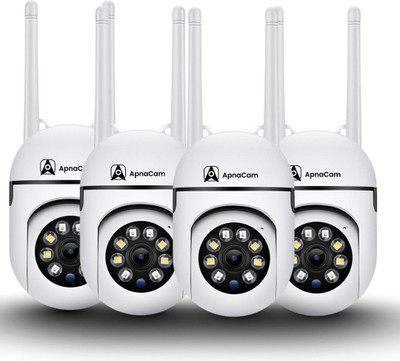 ApnaCam 5MP WiFi Mini PTZ Color Night Vision 1080p V380 Pro App Live View (Pack of 4) Security Camera(128 GB, 4 Channel)
