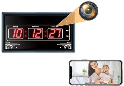 FREDI HD PLUS WiFi Digital Wall Clock Wireless Hidden Camera Clock with Live Feed 1080p HD Security Camera(32 GB, 1 Channel)