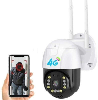 Bzrqx 4G SIM Supported IP66 3MP HD 360° TwoWay Audio V380 PTZ Camera SD Card Support Security Camera(128 GB, 1 Channel)