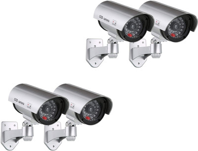 DITCAFOS 4PCS Dummy Security CCTV Camera Waterproof IR Wireless Flashing Red LED Light Security Camera(5 Channel)