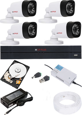 CP PLUS 4 Channal HD DVR 1080p 1Pcs,Bullet Camera 2.4MP 4Pcs Security Camera(500 GB, 4 Channel)