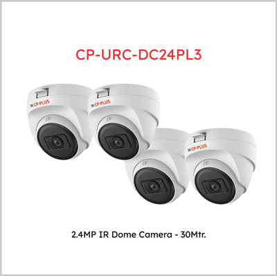 CP PLUS 4Pcs Dome (Indoor) Camera 2.4MP 3.6MM 30MTR (CP-URC-DC24PL3) Security Camera(W/O HDD TB, 1 Channel)
