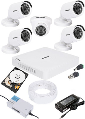 HIKVISION 1MP HD 8 CHANNAL DVR DS-7A08HGHI-F1 /ECO & 1Pcs DOME 720p DS-2CE5ACOT-IRP/ECO, 4Pcs BULLET 720p DS-2CE1ACOT-IRP/ECO Camera COMBO KIT Security Camera(1 TB, 8 Channel)