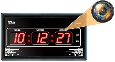 FREDI HD PLUS WiFi Digital Wall Clock Wireless Hidden Camera Clock with Live Feed 1080p HD Security Camera(32 GB, 1 Channel)