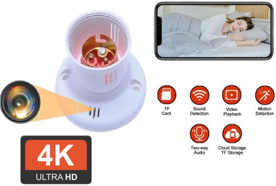Bzrqx 4K HD WiFi 1080p Wireless Spy Cam Mini Bulb Holder Best Hidden Security Camera Security Camera(128 GB, 1 Channel)