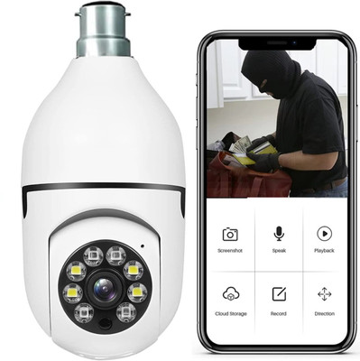 PANORAMIC 3MP Full HD Plus Smart Wi-Fi CCTV Home 360° with Pan Tilt Bulb Camera Security Camera(128 GB, 1 Channel)
