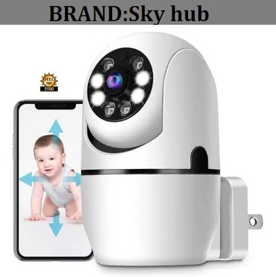 SKY HUB PTZ Plug WiFi 1080p HD Night Vision Plug in Smart Camera Mobile App 2-Way Audio Security Camera(128 GB, 1 Channel)