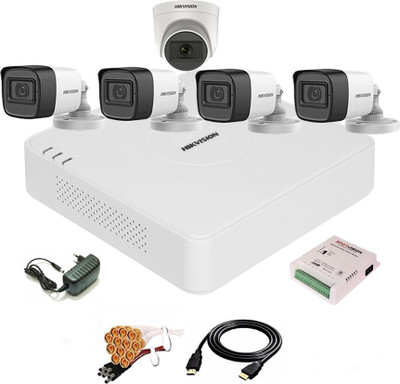 HIKVISION 8 Channal Turbo HD H.265 DVR 1Pcs,Outdoor Camera 5 MP Turbo HD AUDIO 4Pcs,Indoor Camera 5 MP Turbo HD AUDIO 1Pcs,Power Supply 1Pcs ,Full combo set Security Camera(8 Channel)