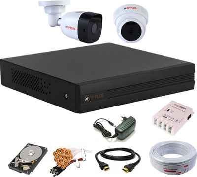 CP PLUS 4 Channal HD DVR 1080p 1Pcs,Bullet HD Camera Plug-n-Play Crystal IR LEDs for clearer Night Vision 2.4 MP 1Pcs,Dome HD Camera Plug-n-Play Crystal IR LEDs for clearer Night Vision 2.4 MP 1Pcs,500 GB Hard Disk,Full combo set Security Camera(500 GB, 4 Channel)