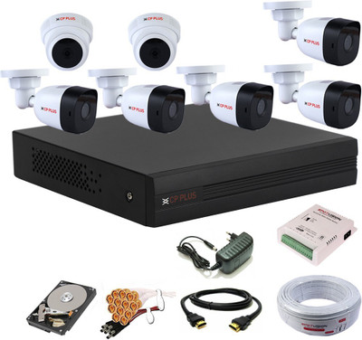 CP PLUS 8 Channal HD DVR 1080p 1Pcs,Bullet HD Camera Plug-n-Play Crystal IR LEDs for clearer Night Vision 2.4 MP 5Pcs,Dome HD Camera Plug-n-Play Crystal IR LEDs for clearer Night Vision 2.4 MP 2Pcs,1 TB Hard Disk,Full combo set Security Camera(1 TB, 8 Channel)