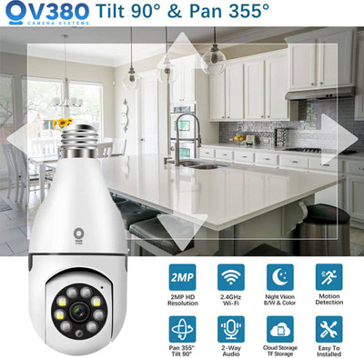 Bzrqx CCTV Wireless Camera Pan Tilt Motion Sensor LED Light B22 Bulb Holder Security Camera(128 GB, 1 Channel)