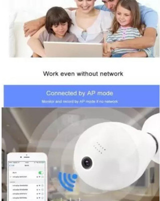 SKY HUB Smart Fisheye Light Bulb Wifi360 Panoramic Spy Cctv Security 2mp 1080p Ip Camera Spy Camera(128 GB, 1 Channel)